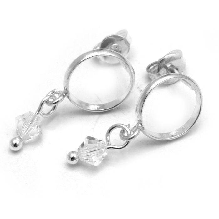 Openwork Circle Hoops With Cubic Pendant