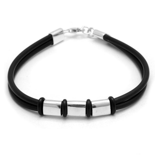 Black Rubber Bracelet with 20cm Link